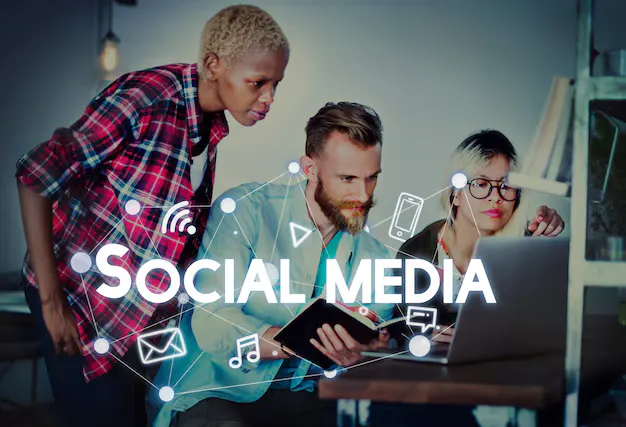 Social media connection graphics concept