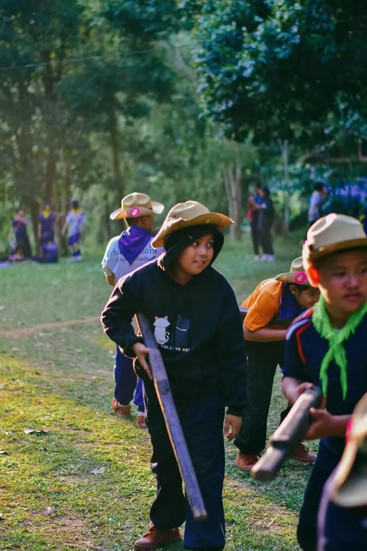 Boys school uniform playing field