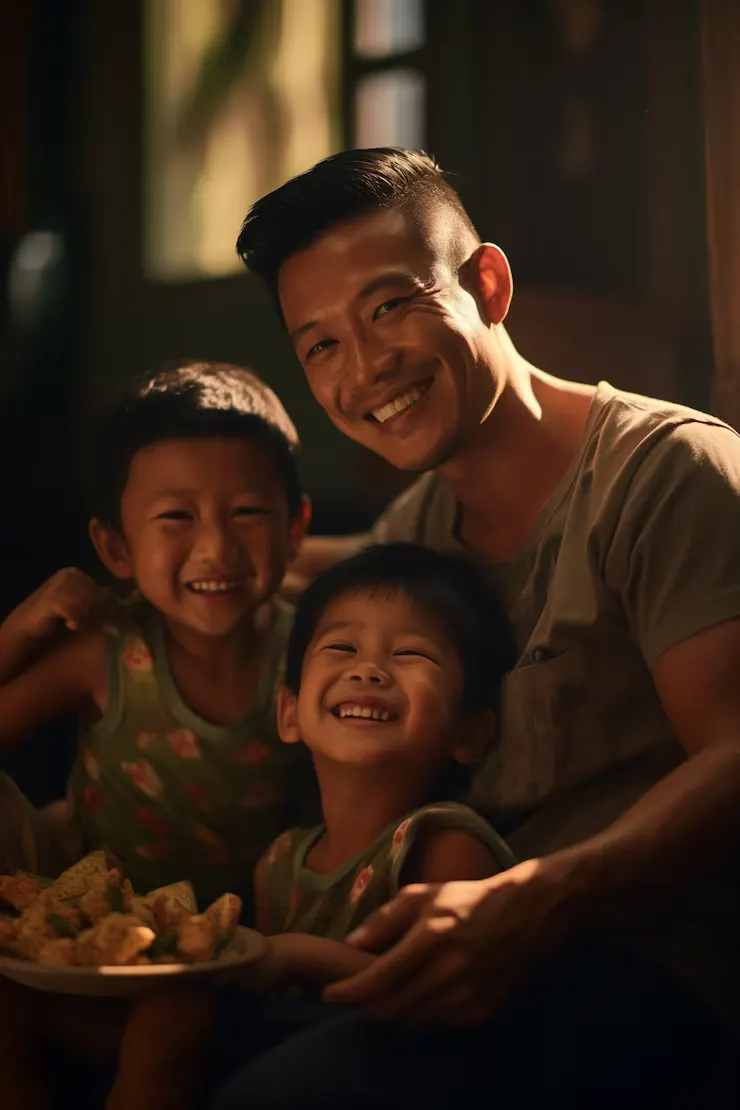 Lovely portrait father children celebration father s day