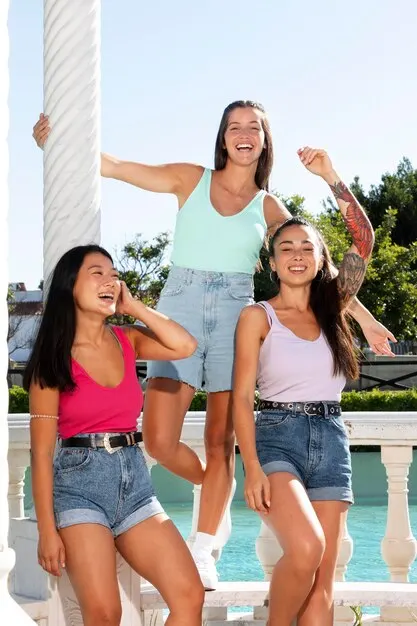 Teenager girls having fun summer