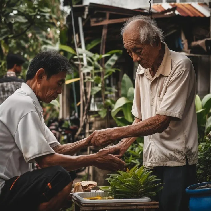 Lifestyle scene showing care support from people community